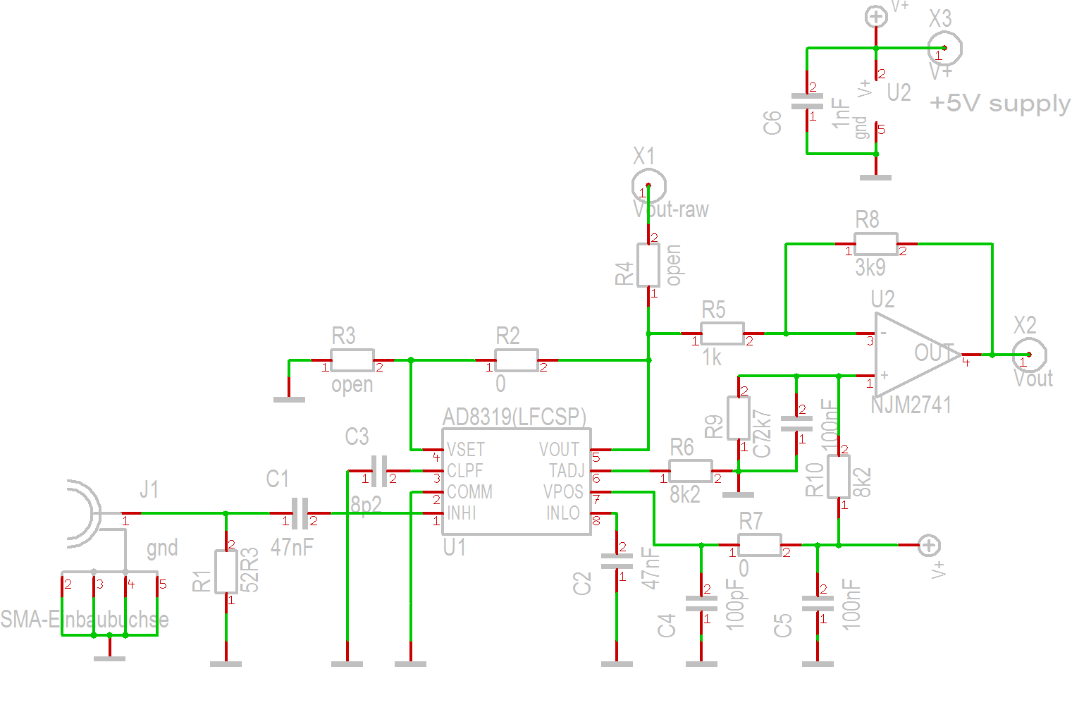 AD8319 Log detector for power meter schematic