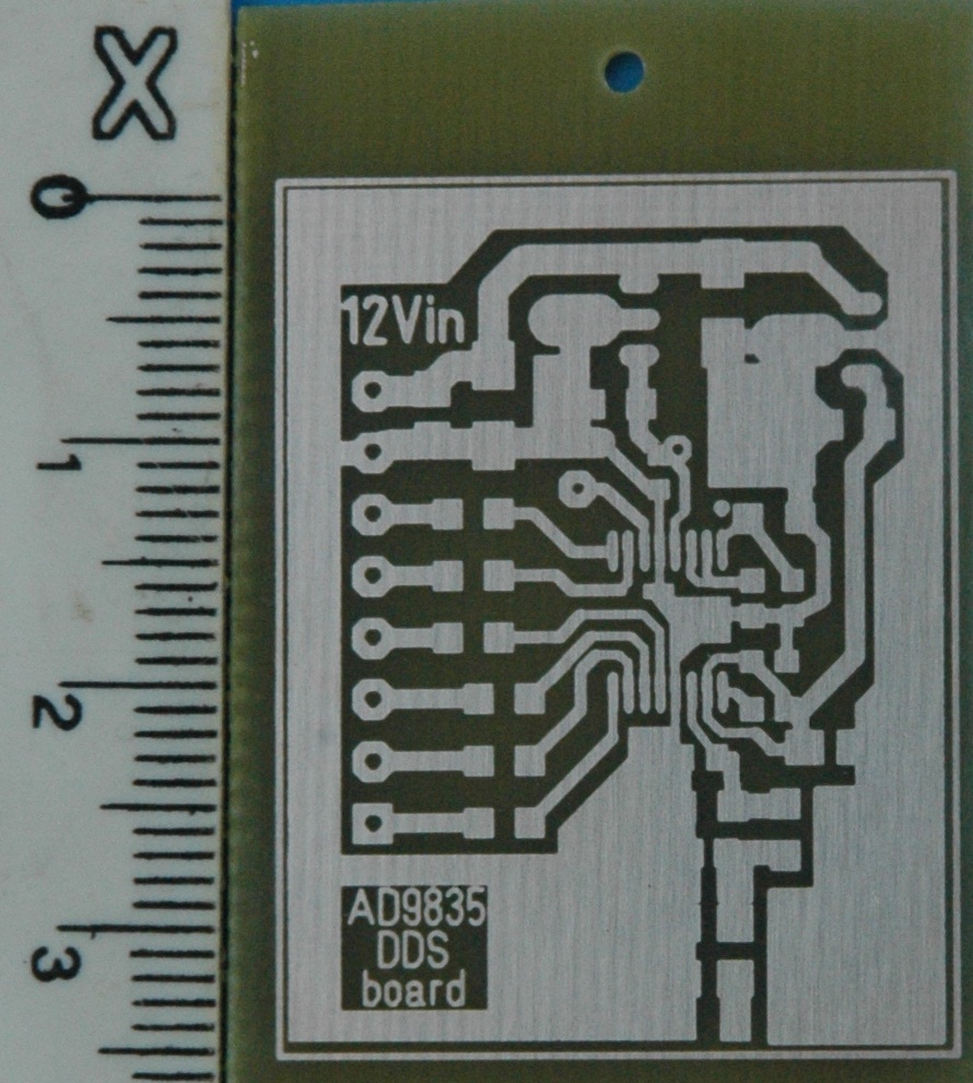 Picture of etched and silver plated DDS PCB