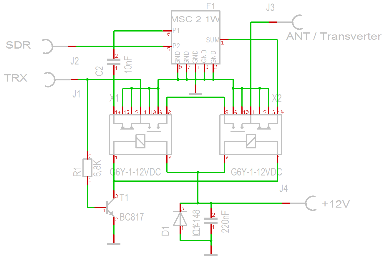 Transceiver - SDR splitter schematic