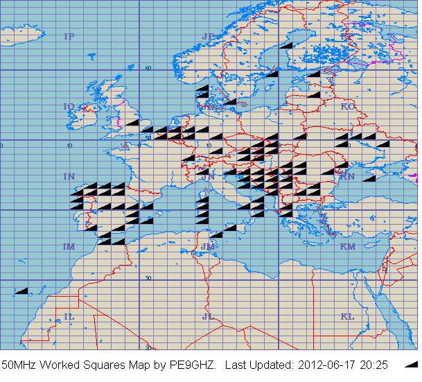 50MHz Worked Squares Map - PE9GHZ